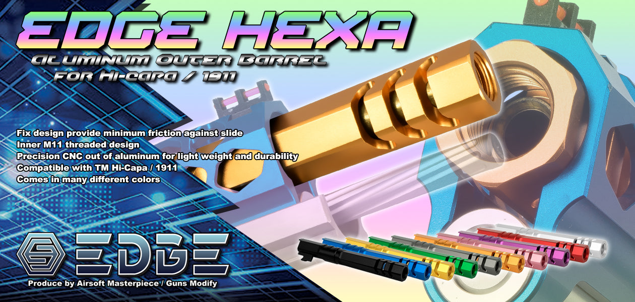 EDGE Custom “HEXA" Aluminum Outer Barrel for Hi-CAPA 5.1 - Black