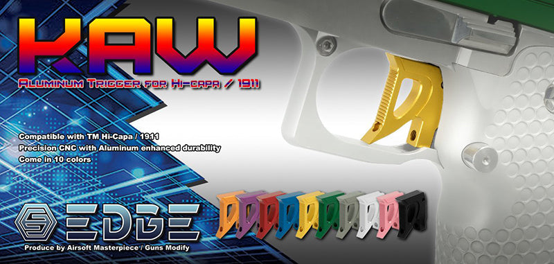 EDGE Custom "KAW" Aluminum Trigger for Hi-CAPA/1911 (Blue) - Ebog Designs