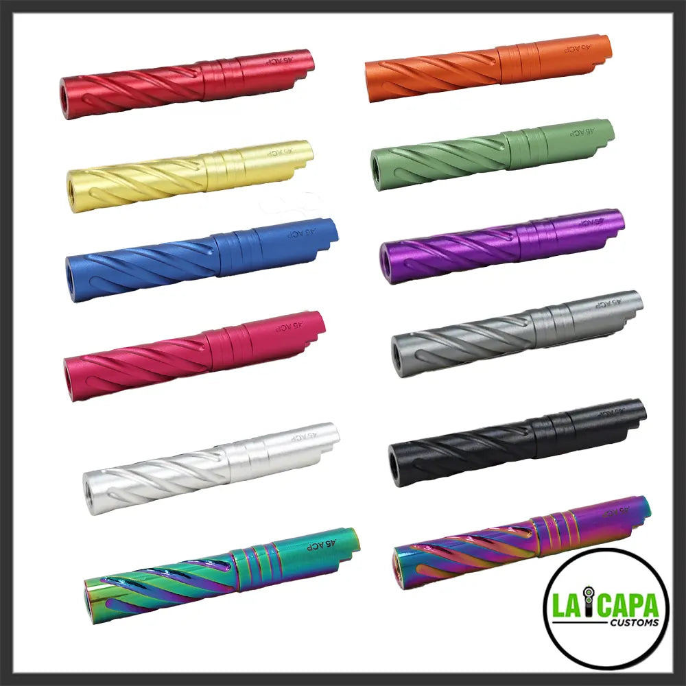 LA Capa Customs 4.3 Aluminum Tornado Threaded Outer Barrel - Rainbow (Green)