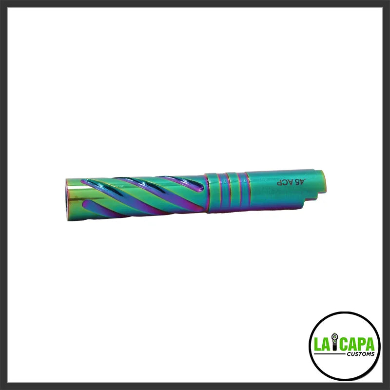 LA Capa Customs 4.3 Aluminum Tornado Threaded Outer Barrel - Rainbow (Green)