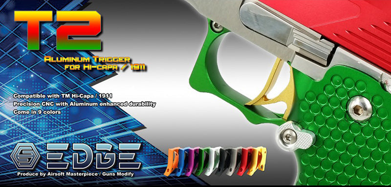 EDGE Custom "T2" Aluminum Trigger for Hi-CAPA/1911 (Orange) - Ebog Designs