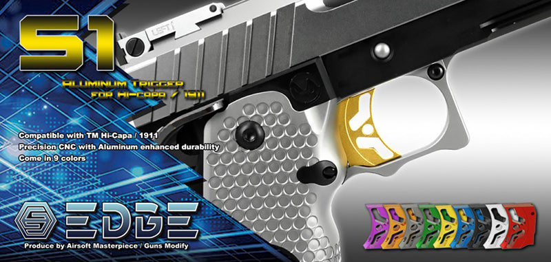 EDGE Custom "S1" Aluminum Trigger for Hi-CAPA/1911 (Silver)