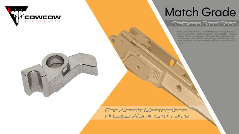 CowCow Match Grade Stainless Steel Sear For Airsoft Masterpiece Aluminum Hi-Capa Series Frame - Ebog Designs
