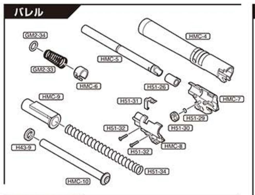Tokyo Marui Gold Match Replacement Part Barrel and Hop Assembly